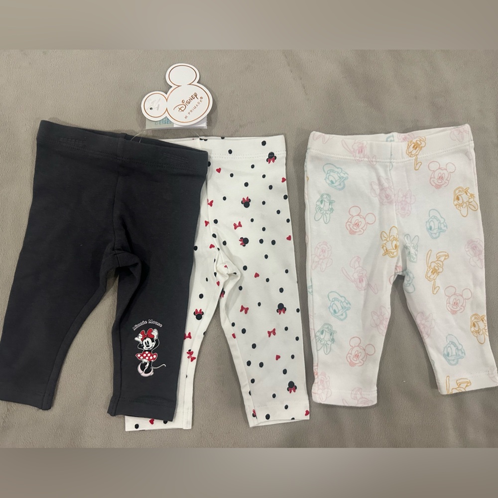 Baby girl leggings bundle 3 pair Disney Mickey Mouse 0-3m